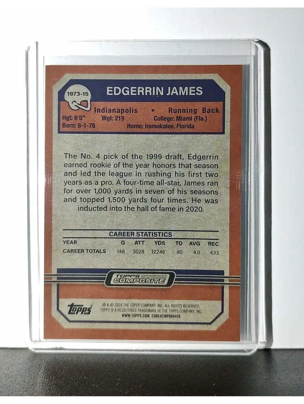 Edgerrin James 2023 Topps 1973 NFL #1973-15 Card Indianapolis Colts